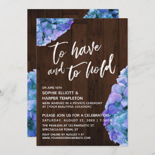 Rustic Wood Blue Hydrangea To Have and to Hold Invitation