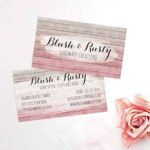 Rustic Wood Blush Pink Ombre Shabby Cottage Chic Business Card