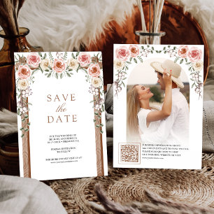 Rustic Wood Boho Floral Photo Canopy Wedding Save The Date