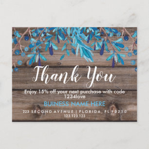 Rustic Wood Border Business Thank You Card