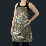 Rustic Wood Botanical Greenery Monogram Apron<br><div class="desc">This botanical inspired design features elegant watercolor leaves and foliage on a rustic wood background. Personalize the apron with your monogram or initial.</div>