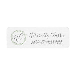 Rustic Wood & Botanical Leaf Branch Return Address