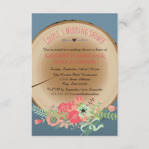 Rustic Wood Bouquet- 3x5 Wedding Shower Invitation