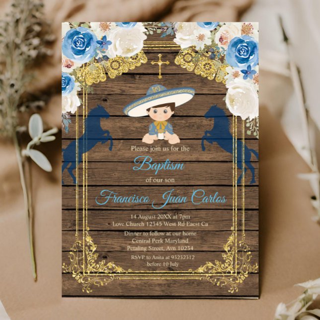 Rustic Wood Boy Baptism Christening Invitation (Creator Uploaded)