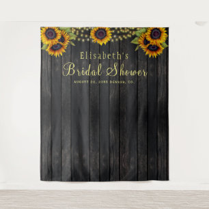 Rustic wood bridal shower photo booth backdrop tapestry