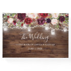 Rustic Wood Burgundy Floral Lights Wedding