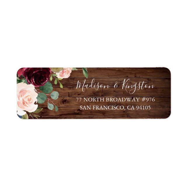 Rustic Wood Burgundy Red Wine Wedding (Front)