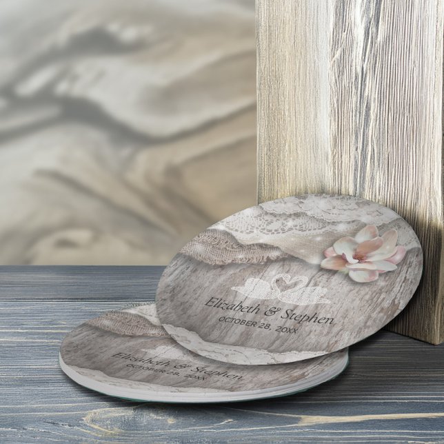 Rustic Wood Burlap Lace Floral Barn Wedding Shower Paper Plate (Creator Uploaded)