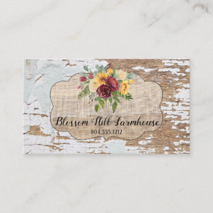 Rustic Wood Burlap Shabby Distressed Business Card