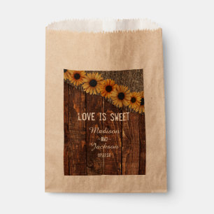 Rustic Wood Burlap Sunflower Wedding Love is Sweet Favour Bags