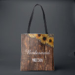 Rustic Wood & Burlap Sunflower Wedding Monogram Tote Bag<br><div class="desc">Rustic Wood & Burlap Sunflower Country Farmhouse Chic Wedding Monogram Tote Bags- With trendy brush script font! ~ Check my shop to see the entire wedding suite for this design!</div>