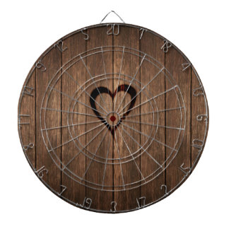 Rustic Wood Burned Heart Print Dartboard