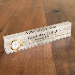 Rustic Wood business desk name plate