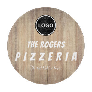 Rustic Wood Business Logo Pizzeria Cutting Board