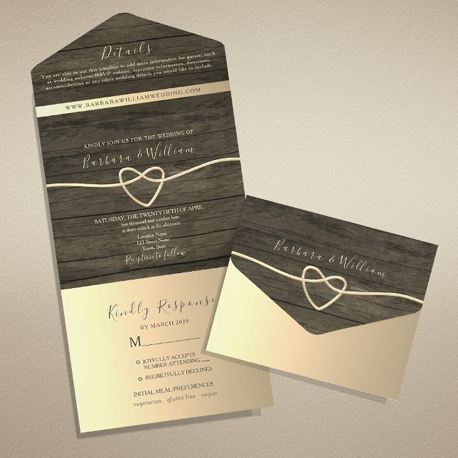 Rustic Wood Calligraphy Wedding All In One Invitation (Creator Uploaded)