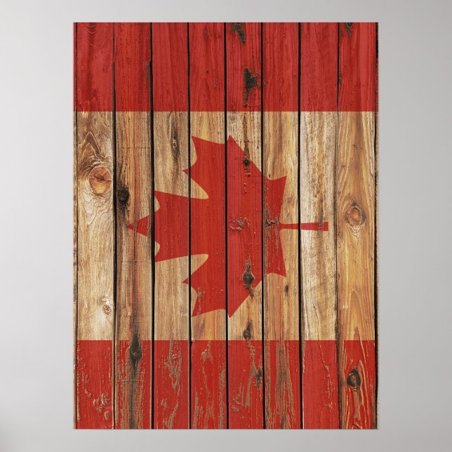 Rustic Wood Canada Flag Poster (Front)