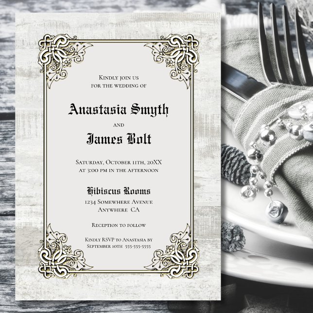 Rustic Wood Carved Frame Wedding Invitation (Creator Uploaded)