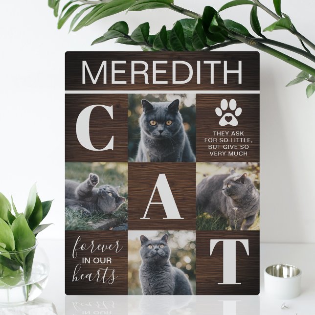 Rustic Wood Cat Memorial Photo Plaque (Creator Uploaded)