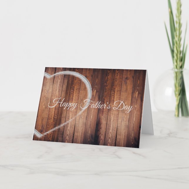 Rustic Wood & Chalk Heart for Dad Note Card (Front)