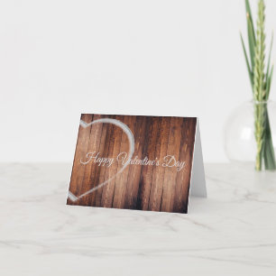 Rustic Wood & Chalk Valentine Heart Note Card