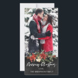 Rustic Wood Chalkboard Floral Photo Christmas Holiday Card<br><div class="desc">Celebrate this holiday season with our Rustic Wood Chalkboard Floral Photo Christmas Holiday Card! Personalise with a photo and signature to create a one of a kind keepsake your friends and family are sure to cherish for years to come. The back is designed with a coordinating wood pattern.</div>