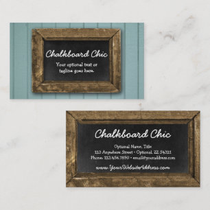 Rustic Wood Chalkboard Frame Shabby Chic Blue Business Card