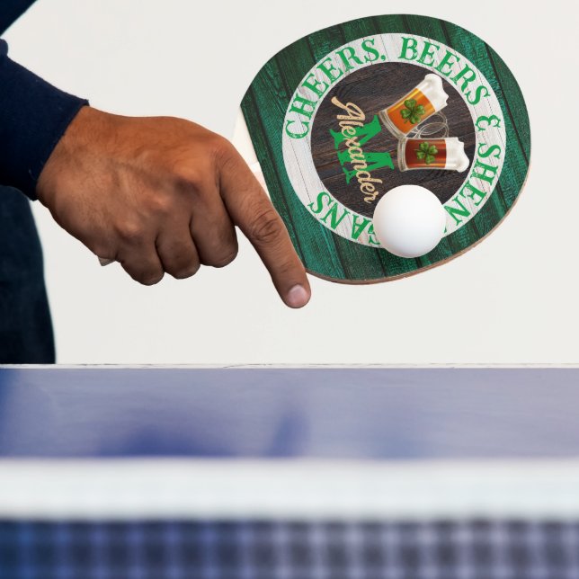  Rustic Wood Cheers Beers Shenanigans   Ping Pong Paddle (Insitu)
