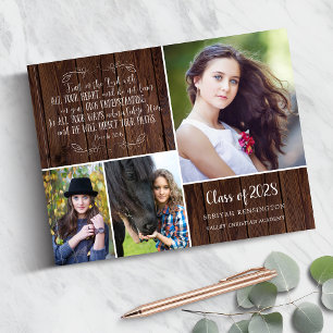 Rustic Wood Christian Graduation Proverbs 3 Guest Book