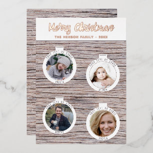 Rustic Wood Christmas Balls Family Photo Collage 