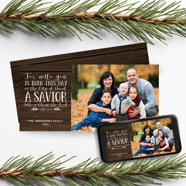 Rustic Wood Christmas Bible Verse Holiday Photo (Rustic Wood Christmas Bible Verse Holiday Photo Card)