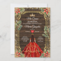Rustic Wood Christmas Red Princess Mis Quince