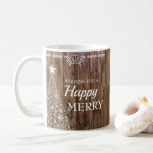 Rustic Wood Christmas Tree Holiday Season Coffee Mug