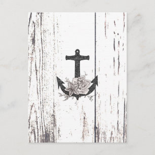 Rustic Wood Coastal Beach Anchor Save the Date Announcement Postcard