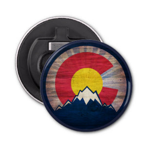 Rustic wood Colorado mountains bottle opener
