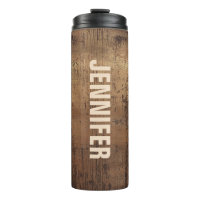 Rustic Wood Colour Base and Name Thermal Tumbler