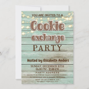 Rustic wood cookie exchange party  Invitation