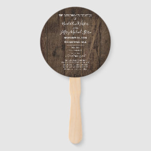 Rustic Wood Country Barn Wedding Program Hand Fan