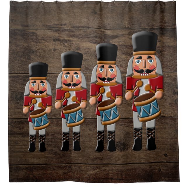 Rustic Wood Country Christmas Nutcracker Shower Curtain (Front)