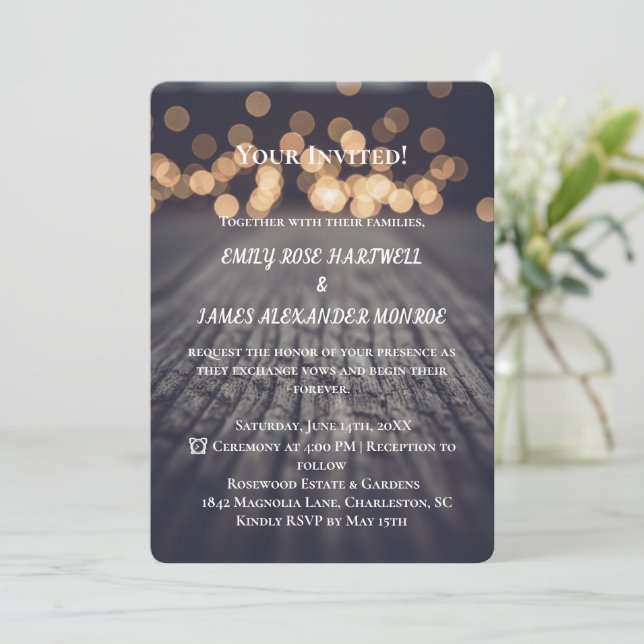 Rustic Wood Country Elegant Invitation (Standing Front)