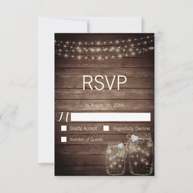 Rustic Wood Country Mason Jar Lights Wedding (Front)