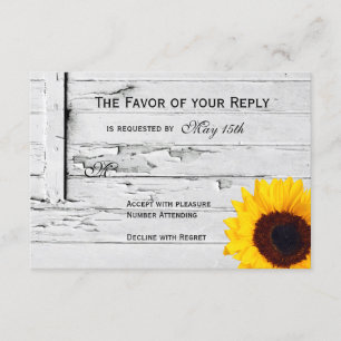 Rustic Wood Country Sunflower Wedding RSVP Cards