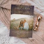 Rustic Wood Country Wedding Photo<br><div class="desc">Romantic cute rustic wood wedding real gold photo invitations</div>