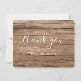 Rustic Wood Country Wedding Shower Birthday Thank You Card
