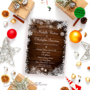 Rustic Wood Country Winter Wedding Invitation