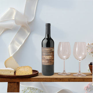Rustic Wood Couples Photo Country Wedding  Wine Label