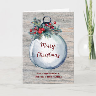 Rustic Wood Cousin & Family Christmas Card