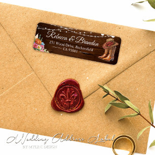 Rustic Wood Cowboy Boots Western Wedding Address