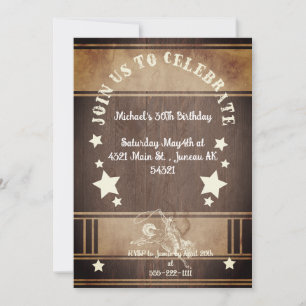 Rustic wood cowboy themed 30th Birthday Invitatio Invitation