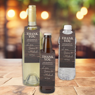 Rustic Wood Cream Wedding Thank You Bottle Tag