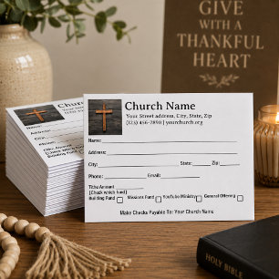 Rustic Wood Cross Church Tithe Offering Envelope